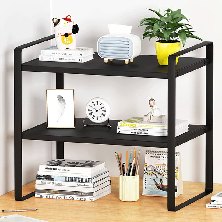 SIDIANBAN Desktop Organizer Shelf Office Storage Rack Computer Desk Bookshelf Adjustable Display Shelf for Office Suppli