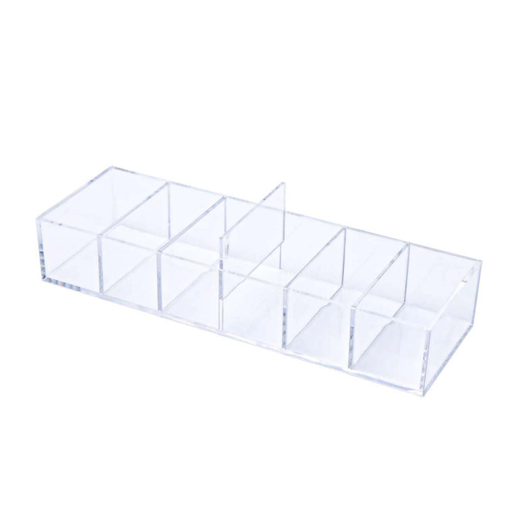 NatSumeBasics Clear Drawer Organizer 6Section Desk Compartment Acrylic Tray Holder 33 Width not for Storage Credit Cards