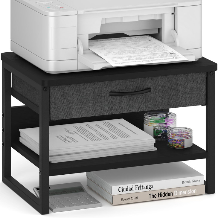 MARTY Printer Stand with Storage Drawer for Desk 2Tier Desktop Printer Stand Shelf Organzier for Home Office Printer Ris