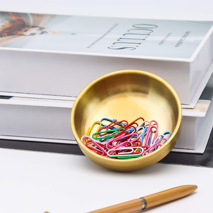 NatSumeBasics Gold Paper Clip Holder Cute Paper Clips Holder Round PaperClips Dispenser Elegant Desk Organizer Accessori