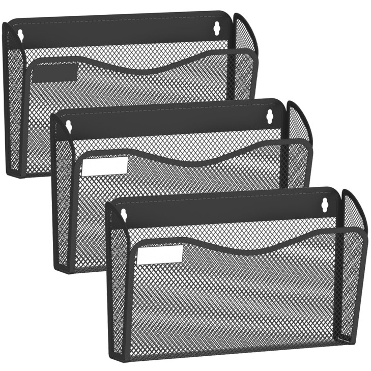 BOHDK Wall File Organizer Mesh Hanging File Organizer Home Office Organization and Storage 3 Single Pockets Document Mag