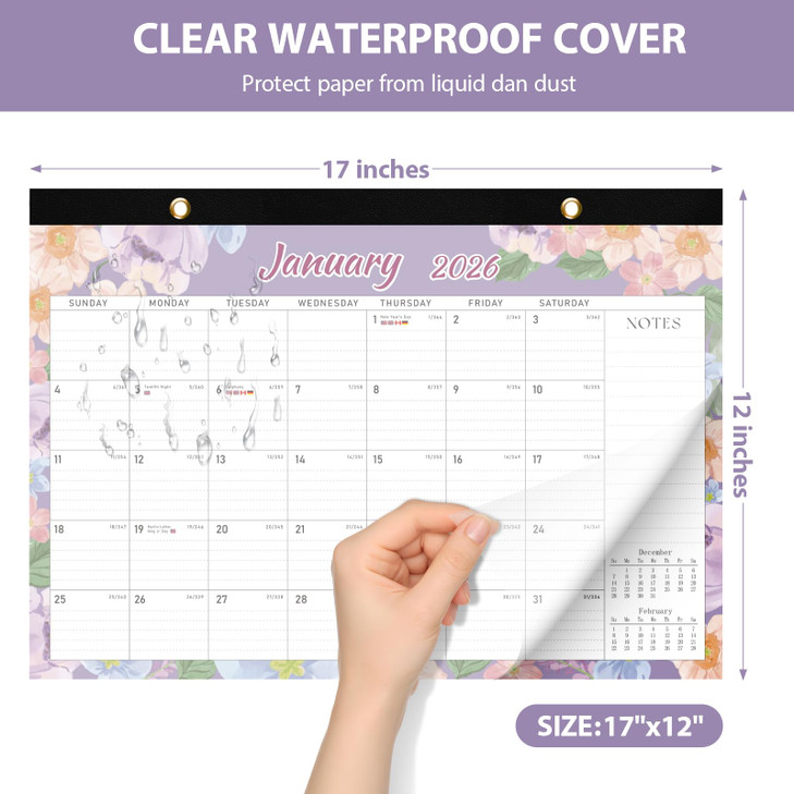 2026 Desk Calendar Large DesktopWall Monthly Calendar Jan 2026 Jun 2027 17 x 12 School Year Desk Planner for Teacher Fam