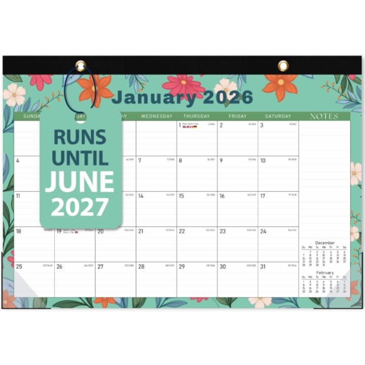 2026 Desk Calendar Monthly DesktopWall Calendars Jan 2026 Jun 2027 Large Size 17x12 Table Calendar for Desk Accessories