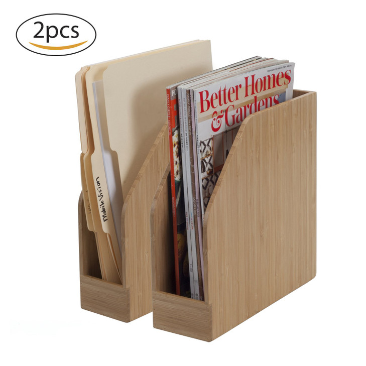 MobileVision Bamboo Vertical File Folder Holder Office Product Organizer Store Files Magazines Notepads Books and more 2