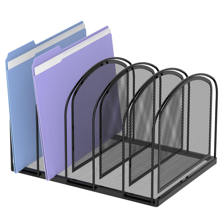 SUPEASY File Organizer for Desk 5Section Mesh Desk Organizer Vertical File Holder Desktop Organizer File Sorter File Fol