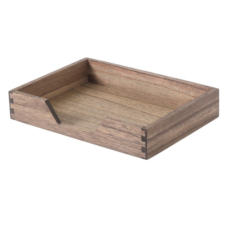 DDYURI Wood LetterSize Tray for Office Desktop Organizer Wooden FrontLoad Documents Tray for Mail Paper File Magazine Pe