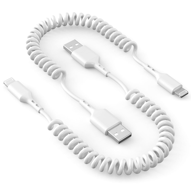 Coiled Lightning Cable, 6FT iPhone Charger for Car, 2 Pack [Apple MFi Certified] 6Feet Lightning Cable Cord Compatible for iPhone 14/14 Plus/14 Pro/1