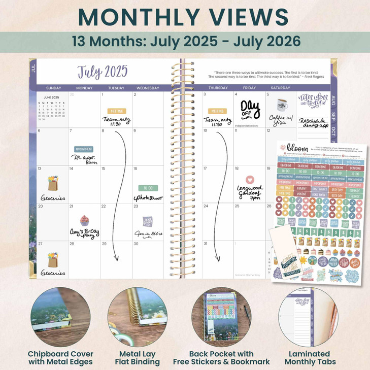 bloom daily planners HARDCOVER Planner 20252026 Academic Year July 2025 July 2026 A5 Task Goal Organizer Monthly Weekly