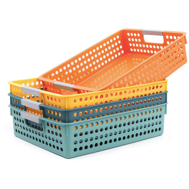 4A Paper Tray Organizer4 Pack Paper Tray Durable Desk Storage BinsStackable School Supply Holder Student Paper Office Or