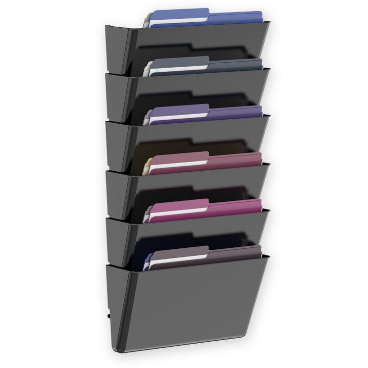 MINDEPOT 6 Pockets Acrylic Wall File Organizer Clear Wall File Holder Plastic Hanging Wall File Holder for Office School