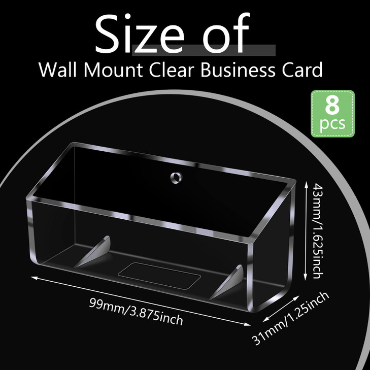 Eersida 8 Pcs Business Card Holder Wall Mount Clear Acrylic Display Stand for Office Desk Fits Standard Size Business Ca