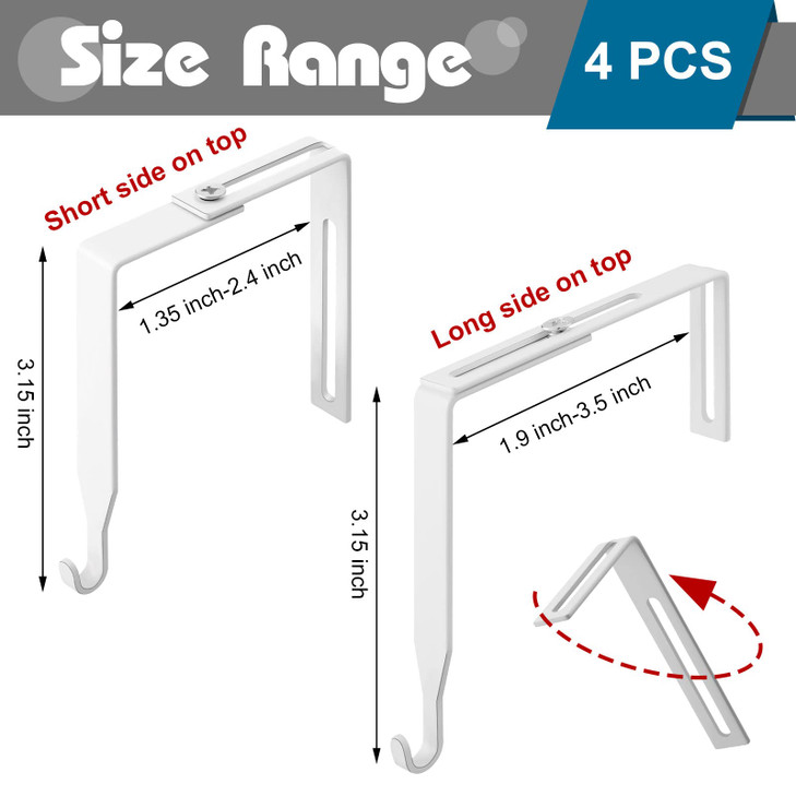 Amylove 4 Pcs Adjustable Cubicle Hanger Universal Partition Metal Cubicle Hooks Door Hanger Adjusted to Fit Panels with
