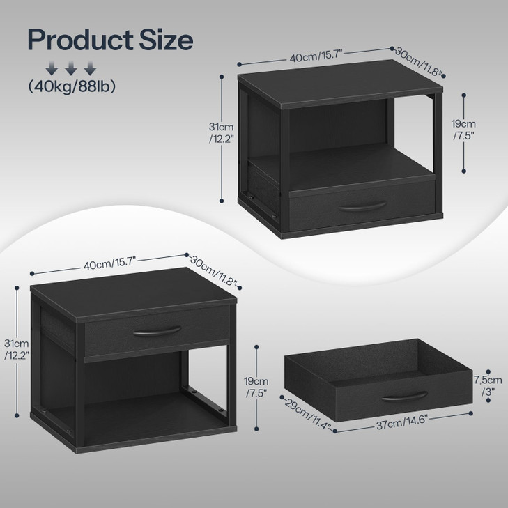 HOOBRO 2Tier Desktop Printer Stand with Drawer UnderDesk Printer Table with Storage Shelf for Home Office Kitchen Fax Ma
