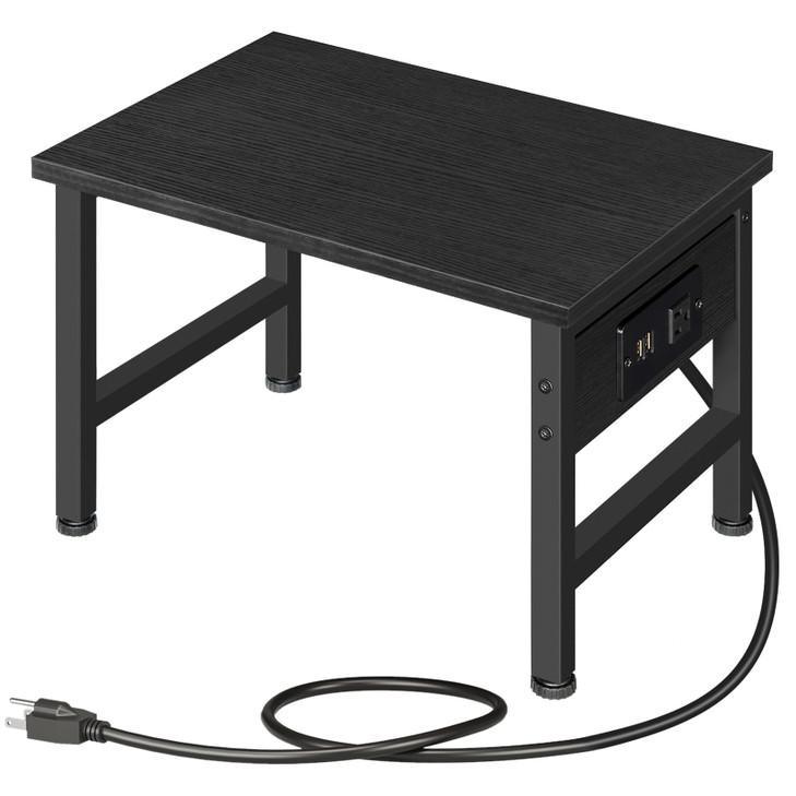 HOOBRO Printer Stand for Desk Desktop Printer Stand with Charging Station Small Printer Table with Storage Hook Under De