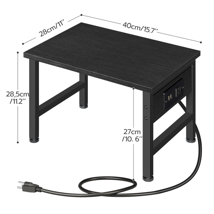 HOOBRO Printer Stand for Desk Desktop Printer Stand with Charging Station Small Printer Table with Storage Hook Under De