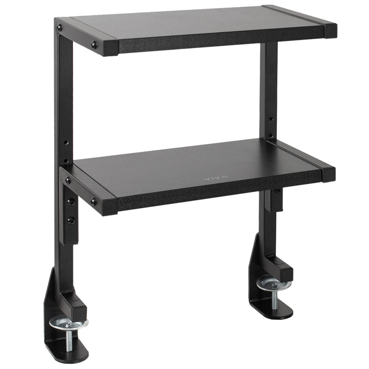 VIVO Clampon 13 inch Above or Below Desk 2Tier Shelving Unit for Table Accessories Gaming Devices and More Storage Tray