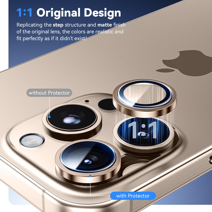 Hoerrye for iPhone 16 Pro Max/iPhone 16 Pro Camera Lens Protector - [1:1 Keep Original Lens Design ? 10X shatterproof] TOP 9H+ Tempered Glass Camera