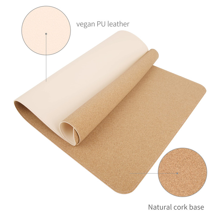 RENMTURE DualSided Mouse Pad Natural Cork PU Leather Large Desk Pad for Office and Home Work Desk Protector NonSlip Wate