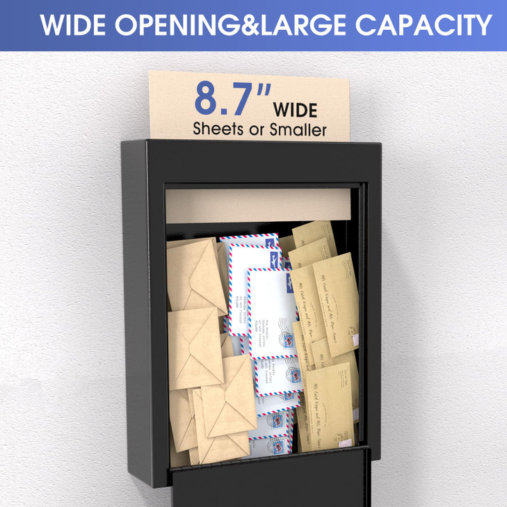 MaxGear Metal Suggestion Box with Lock and Slot 3W x 10H x 13L Inch Large Wall Mounted Locking Mailbox for Office Secure