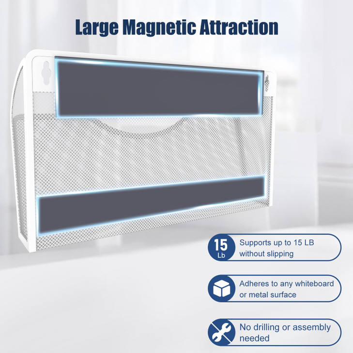 LQPAFZ 4PCS Magnetic File Holder No Drilling Magazine Paper Document Holder Hanging File Organizer for Refrigerators Whi
