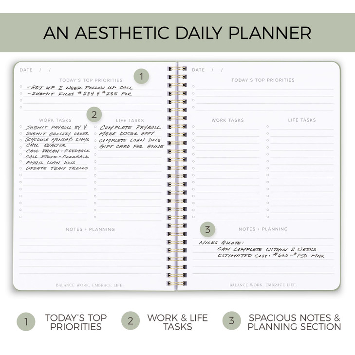 Beautiful Daily Planner and To Do List Notebook For Work And Life The Perfect Undated Planner to Easily Organize Tasks a