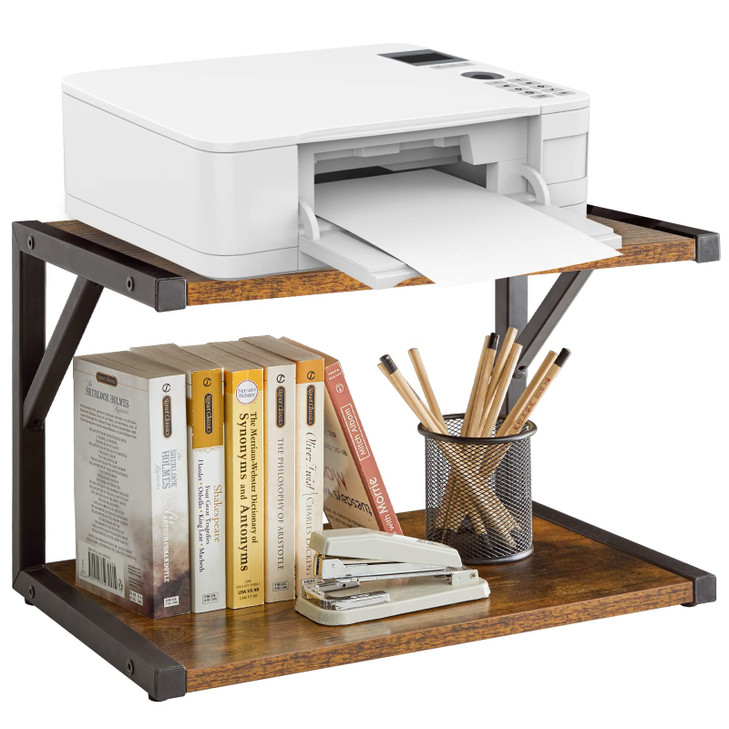 IBUYKE 2Tier Desktop Printer Stand Holder MultiPurpose Desk Organizer Storage Shelf Book Shelf Printer Shelf for Fax Mac
