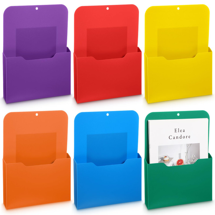 Kosiz 6 Pcs Magnetic File Holder Magnetic Wall File Organizer Paper Holder for Refrigerator Office Supplies Storage Mail