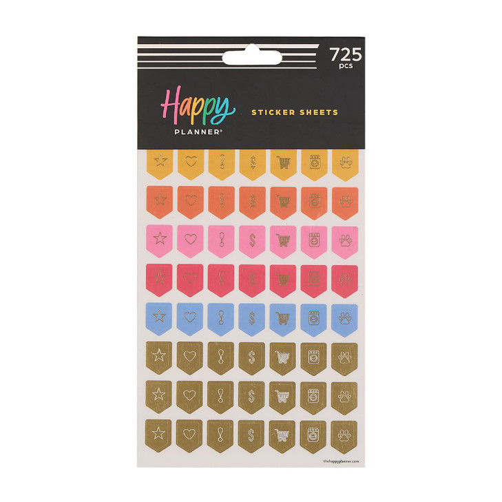 Happy Planner 15Sheet Sticker Pack for Calendars Journals and Planners Scrapbook Accessories Classic Size 725 Stickers T