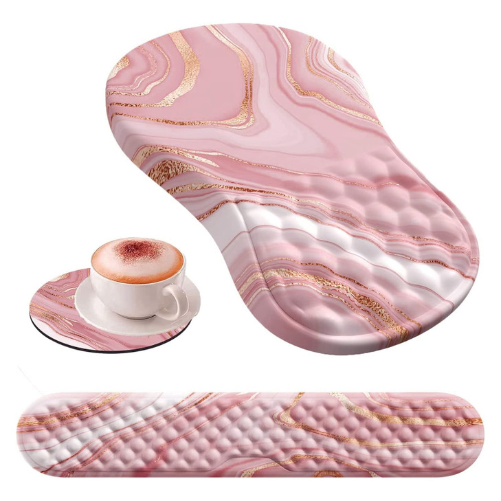 HAOCOO Keyboard Wrist Rest Ergonomic Mouse Pad with Wrist Rest 3 in 1 Keyboard and Mouse pad with Coaster Set Memory Foa