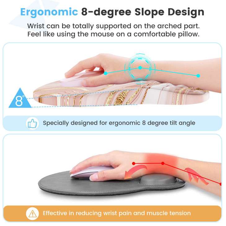 HAOCOO Keyboard Wrist Rest Ergonomic Mouse Pad with Wrist Rest 3 in 1 Keyboard and Mouse pad with Coaster Set Memory Foa