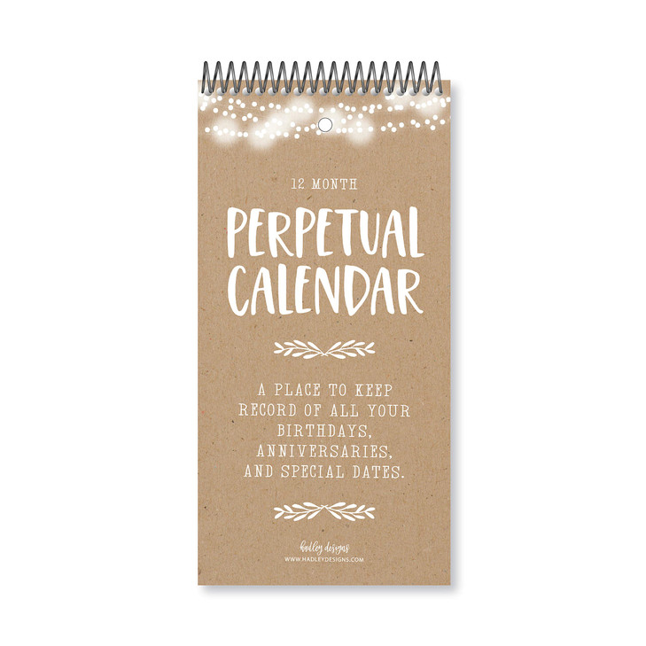 Hadley Designs Rustic Perpetual Birthday Anniversary Special Event Reminder Calendar Book Journal for Important Family D