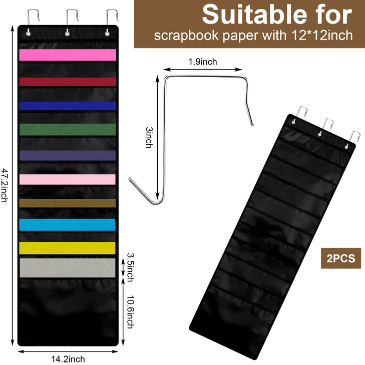 Henoyso 2 Pcs 12 x 12 Inch Paper Storage Scrapbook Vinyl Roll Storage Organizer Hanging Wall File Organizer with Door Ha