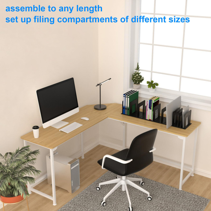 LuluEasy Adjustable Vertical File Sorter Sturdy Plastic Expandable Upright File Holder Desktop Binder Organizer School O