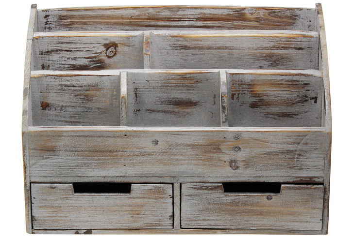 Executive Office Solutions Vintage Rustic Wooden Office Desk Organizer Mail Rack For Desktop Tabletop or Counter Distres
