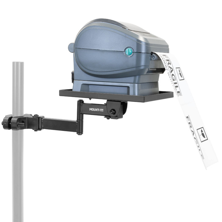 MountIt Printer Pole Mount for Thermal Label Printers Full Motion Arm with Rotating Tray Holds up to 11 lbs Swivel Rotat