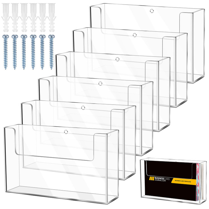 DoubleFill Post Card Holder Display Stand 6 x 4 Inch Wall Mount Index Clear Acrylic Organizer Small Brochure Hanging Pam