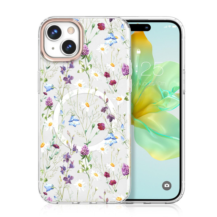 MILPROX Compatible with iPhone 16 Plus Case - with Screen Protector - Compatible with MagSafe - Cute Flower Floral Pattern with Girls/Women - Magneti
