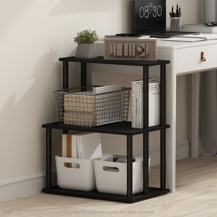 Furinno TurnNTube 3Tier Toolless Multipurpose Printer Stand Display Storage Shelf AmericanoBlack