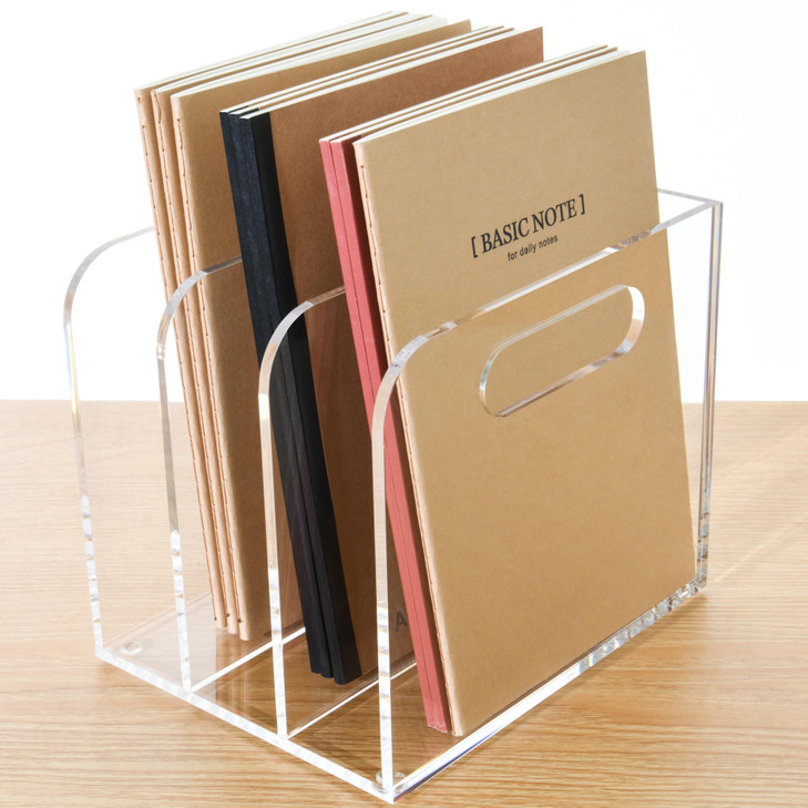 AIMOLLY Clear Acrylic Organizers 3 Vertical Compartments Acrylic Folder Organizer File Organizer Desk Document Storage B