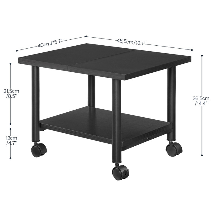 HOOBRO Printer Stand 2Tier Industrial Under Desk Printer Cart with Shelf Mobile Heavy Duty Storage Rack on Wheels for Ho