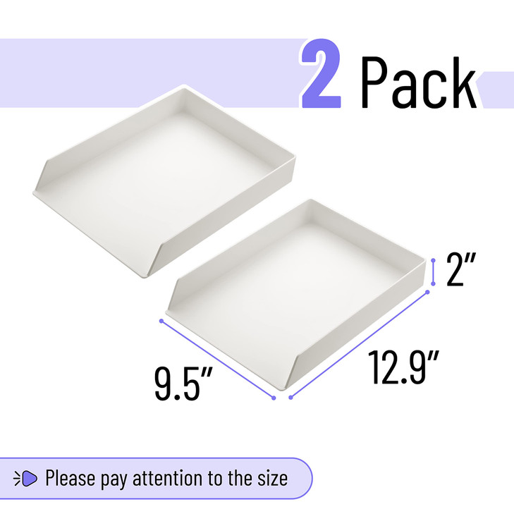 Mr Pen Letter Tray Desk Organizer Plastic 2 Pack White File Organizer for Desk Paper Organizer for Desk Paper Holder for