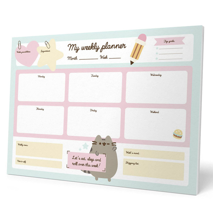 To Do List Notepad Pusheen Calendar A3 Daily Weekly Planner ADHD Planner Pad 54 TearOff Sheets 90 gsm Pusheen Stationery