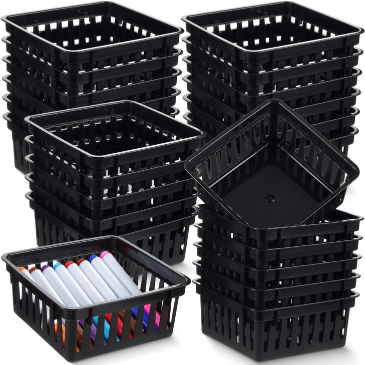 Tatuo 24 Pcs Classroom Small Plastic Baskets Bulk Storage Baskets for Organizing Crayon Pencil Containers Organizer Bins