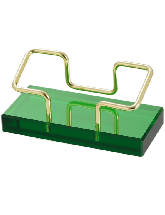 Leicraft Business Card Holder for Desk Modern Card Organizers and Office Desk Accessories for Men and Women Green Golden