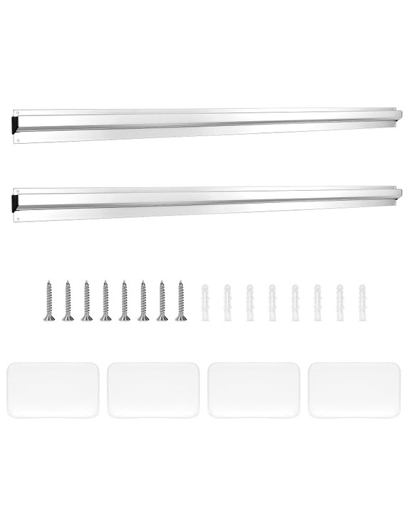 QWORK 48 Order Holder Slide Check Rack Rail 2 Pack Big Desk Receipt Holder Aluminium Display Rail Check Rack Receipt Tic