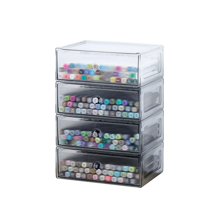 NINEWEEN Clear Drawer Organizers for Office Plastic Storage Box for Art Supplies Marker Pen School Stationery Colored Pe
