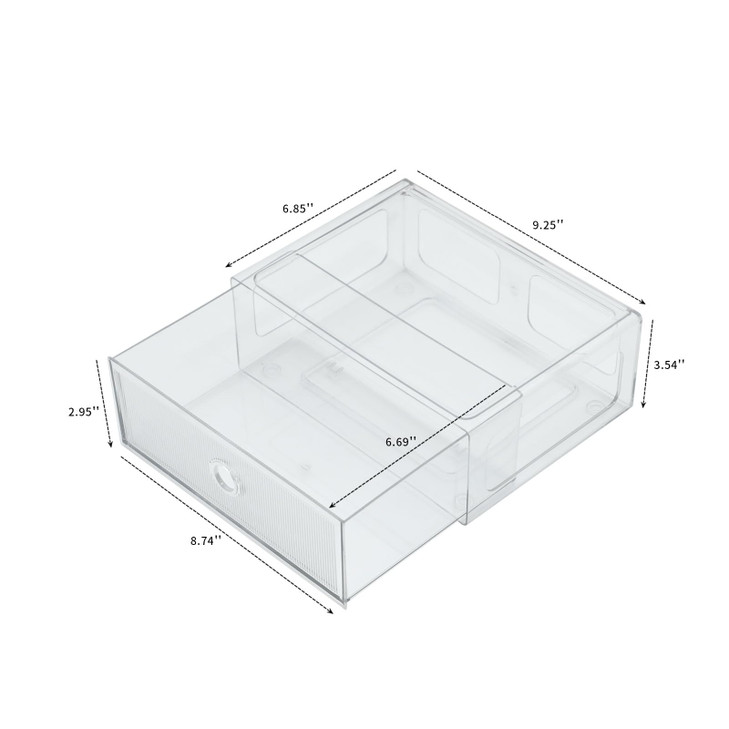NINEWEEN Clear Drawer Organizers for Office Plastic Storage Box for Art Supplies Marker Pen School Stationery Colored Pe
