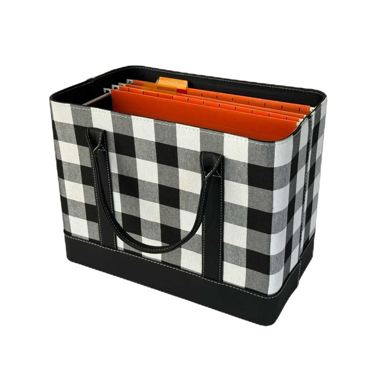 Trenton Gifts File Organizer Tote Stylish Way To Keep Organized BlackWhite Plaid