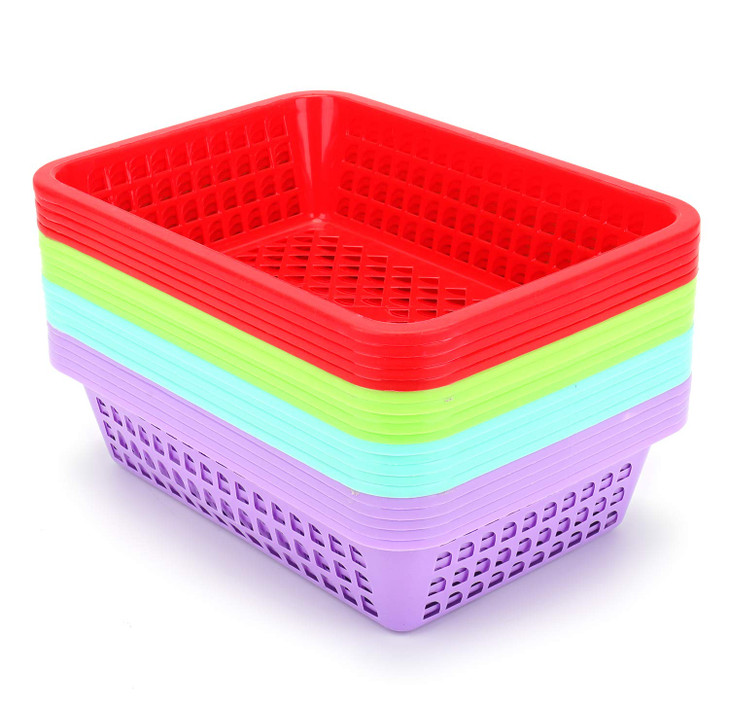 Jucoan 20 Pack Classroom Storage Baskets10 x 7 x 25 Inch Colorful Stackable Desktop Plastic Storage Organizer Tray Pen P