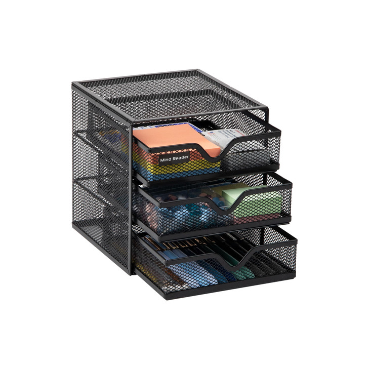 Mind Reader Desktop Accessory Storage Desk Supplies Organizer Office Metal Mesh 625 L x 65 W x 65 H Black